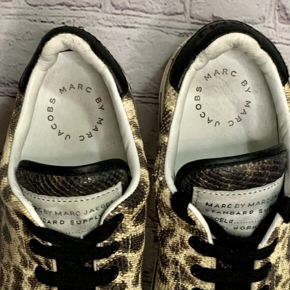 MARC By Marc Jacobs Animal-Print Leather Sneakers Size 7 - Picture 9 of 16
